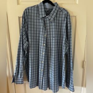 Izod Blue and Black Plaid Men's Shirt